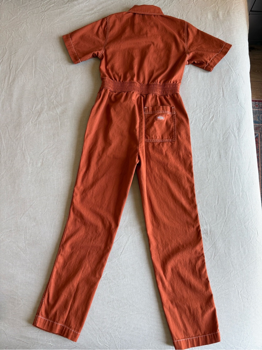 Dickies Florala Coveralls Womens XS Workwear Elastic Waist Zip Front Orange - Picture 10 of 15